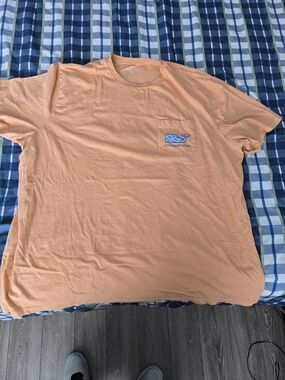 Vineyard Vines Peach Short-Sleeve Pocket Tee with Whale Logo